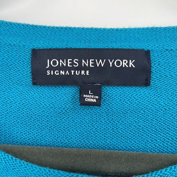 Vintage teal blue button up cardigan size large academia preppy - Picture 3 of 8